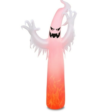 Gymax Ghost Blow Up Halloween Yard Inflatable, with Built-in Flame Light 12'