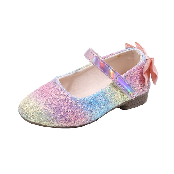 Krdevn Toddler Girls Glitter Rainbow Mary Jane Flats with Bow for Occasions Color:Multicolour,Size:2.5-3 Years