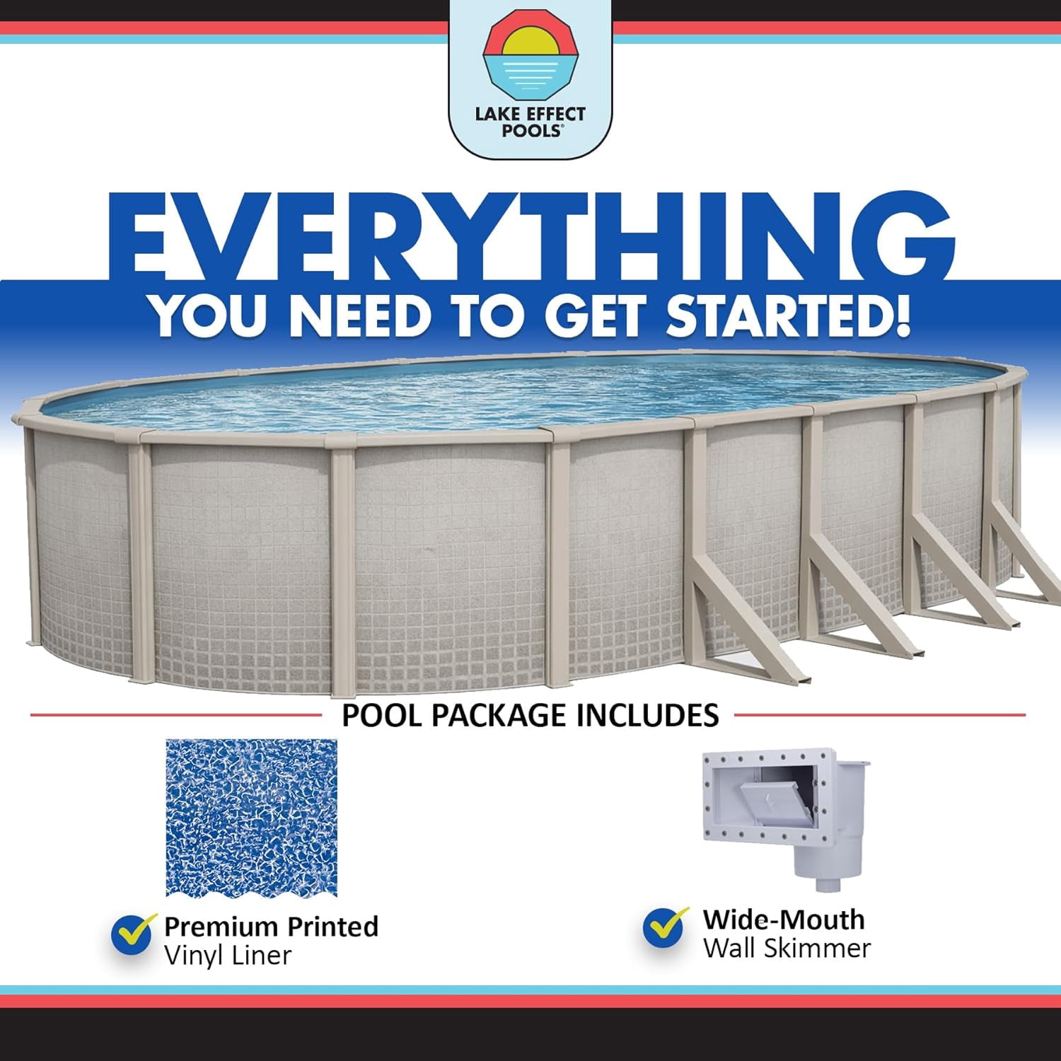 Lake Effect Pools Impressions 15' x 30' Oval 48" Resin Protected Steel Above Ground Swimming Pool