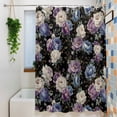 thumbnail image 3 of Country Flowers Small Stall Shower Curtain, Waterproof Shower Curtains for Bathroom, Botanical Purple Blue Floral Black Washable Fabric Bath Curtain for Bathtub Decoration with Hooks 36x72 Inches, 3 of 9