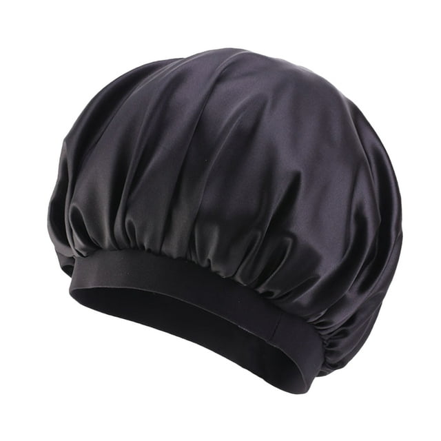 Capó de pelo de ancho de sombra de baño de ala ancha bufanda tapa de dormir de moda con sombrero turbios cabeza cubierta de pelo envolturas para mujeres durmiendo negro Scienceny AP008211-13