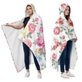 thumbnail image 2 of Wearable Blanket,Pioneer Flower Floral Print Pattern Hooded Wearable Flannel Blanket for Adults & Teens with Buckle,Winter Poncho Shawl Wrap Cape,60"x80", 2 of 5