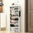 thumbnail image 4 of Gymax 7-Tier Shoe Rack Vertical Design Wooden Shoe Storage Shelf w/Hooks White, 4 of 10