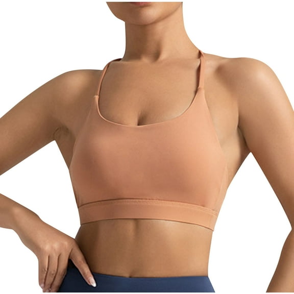 Bigersell Padded Bralette Trendy Women's Color No-Wire Bra No Front Button No-Slip Underwear Sports Bras Full-Figure Bra Style F-1337 Gold M