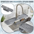 thumbnail image 6 of Silicone Faucet Mat with Sponge Holder, Sink Splash Guard, Faucet Draining Mat for Kitchen Bathroom, 5° Slope Split-flow Drainage, Sink Dry and Tidy Organizer(4.3"×17.9",Gray), 6 of 6