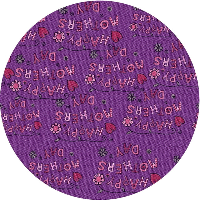 Ahgly Company Machine Washable Indoor Round Transitional Dark Magenta Purple Area Rugs, 8' Round