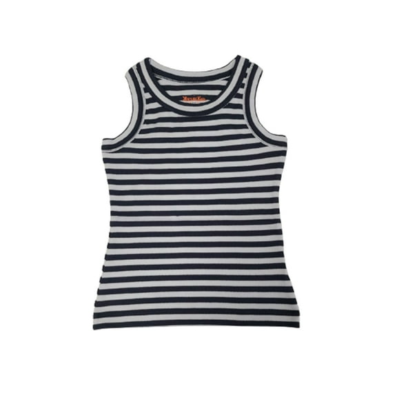 Kidsy Baby Toddler Girls Striped Peruvian Cotton Tank Top 2 Years – White/Midnight, 2