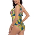 thumbnail image 4 of Salouo Retro Boho Elephants Pattern One Shoulder Ruffled One Piece Swimsuit for Women V Neck Swimwear Tummy Control Bathing Suit-XX-Large, 4 of 6