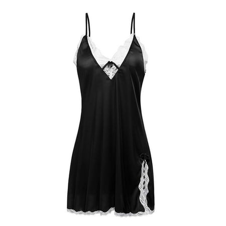 

HAWEE Sleepwear Sexy Lingerie Nightgown V Neck Lace Sleepwear Nightwear Nightdress