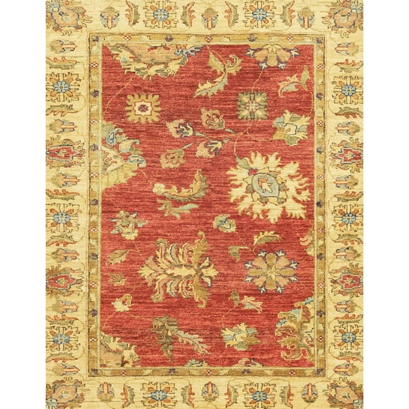 Ahgly Company Machine Washable Indoor Rectangle Abstract Orange Red Area Rugs, 6' x 9'
