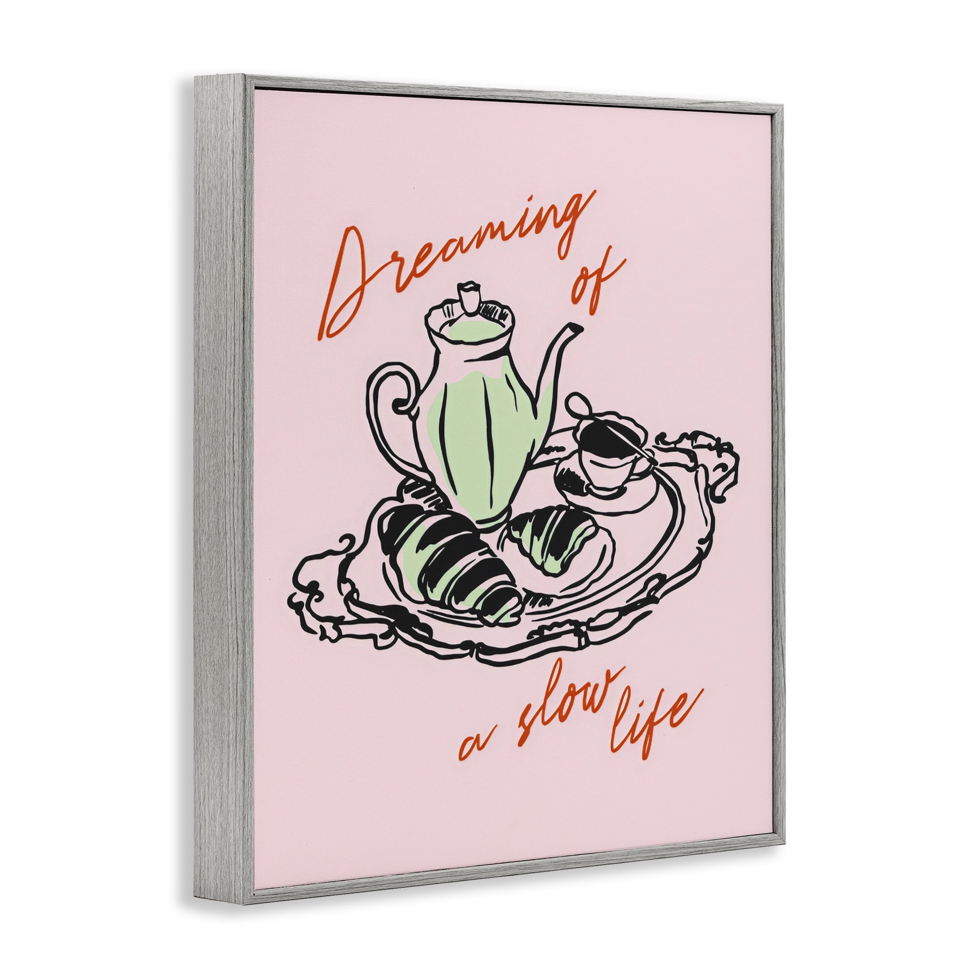 Stupell Industries Slow Life Tea Platter Gray Framed Giclee Art, design by The Prints Vibe