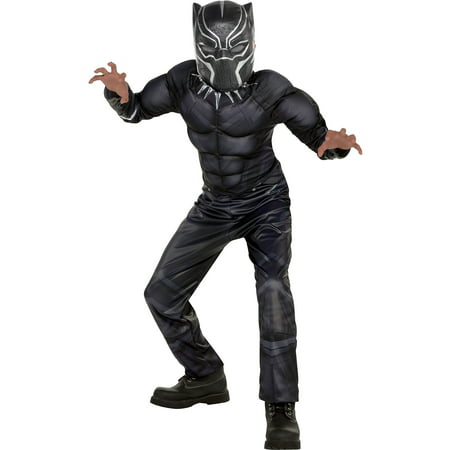 Costumes USA Black Panther Muscle Costume for Boys, Includes a Padded Jumpsuit and a Matching