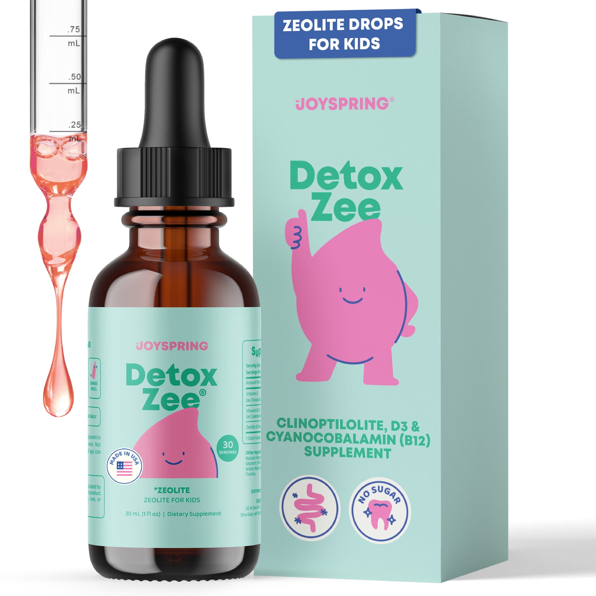 JoySpring DetoxZee Kids Metal Detox Zeolite Drops, 30 Servings, 3+