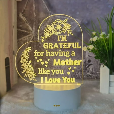 

Yjdsgif Clearence Decorative lights Mother s Day Gift-LED Acrylic 3D Mother s Day Greeting Gift Light Acrylic Greeting Mother s Day Gift Atmosphere Light (White Warm Light) Gifts
