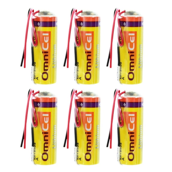 6x Omnicel ER18505 3.6V 3.8Ah A Lithium Battery  Wire Leads Tracking Backup AMR