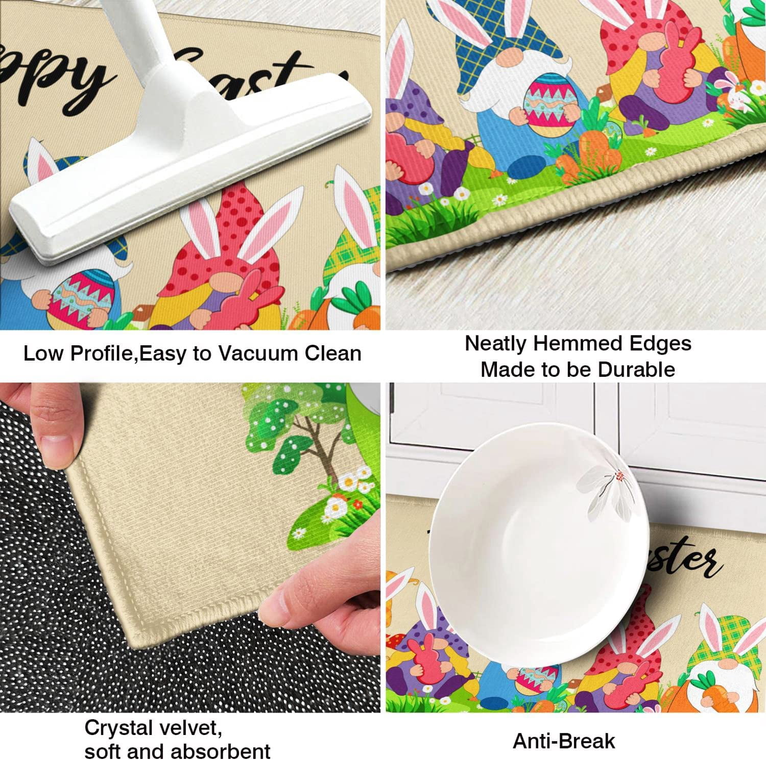 Easter Rugs for Kitchen Easter Kitchen Rug Easter Kitchen Mat Happy Easter Rabbits Decorative Home Seasonal Spring Easter Holiday