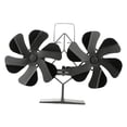 thumbnail image 2 of Ventiladores de estufa de pellets negros, no eléctricos, de doble cabezal, ahorradores de energía, quemadores de leña, accesorios para estufas, ventil 6 cuchillas, 2 of 9