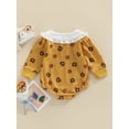 thumbnail image 4 of Qmyliery Newborn Girls Long Sleeve Rompers, Cartoon Bear Flower Printed Doll Collar Ruffles Decor Bodysuit, Casual Sweet Playsuit, 4 of 9