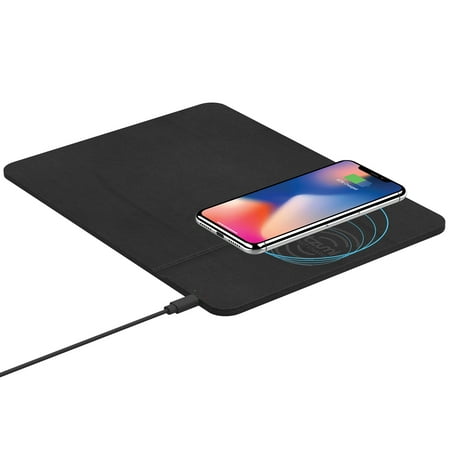 Tzumi Wireless Charging Pad and Rechargeable Wireless Mouse - Built-in Wireless Charging Phone Stand for all Qi-Enabled
