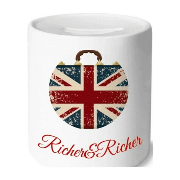 Union Jack Retro Suitcase Britain UK Flag Culture Rich and Rich Bank Saving Box Coin