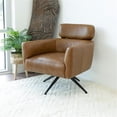 thumbnail image 3 of Abel Mid-Century Modern Tight Back Genuine Leather Swivel Chair in Tan, 3 of 7