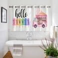 thumbnail image 3 of Hello Summer Kitchen Curtains Short 54 Inch Length, Pink Ice Cream Truck Watercolor Grommet Top Bedroom Living Room Curtains, Light Filtering Cafe Curtain Drapes 2 Panels Set 84''x54'', 3 of 9