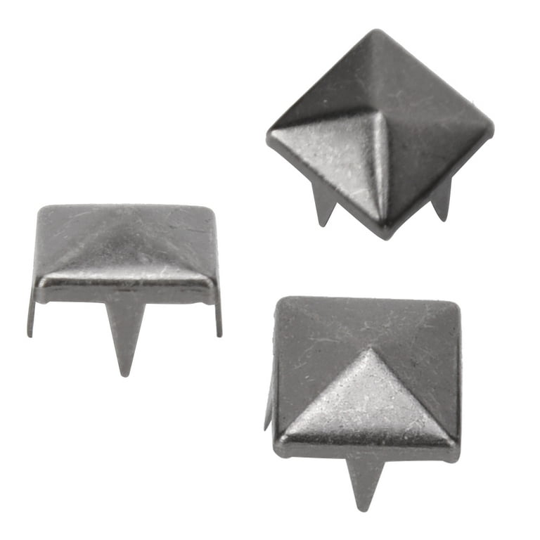 Metal Studs,50/100 Matte Black Square Metal Pyramid Studs for Clothing  Shoes Bags Purses Leathercraft Decoration,diy 12x12mm 