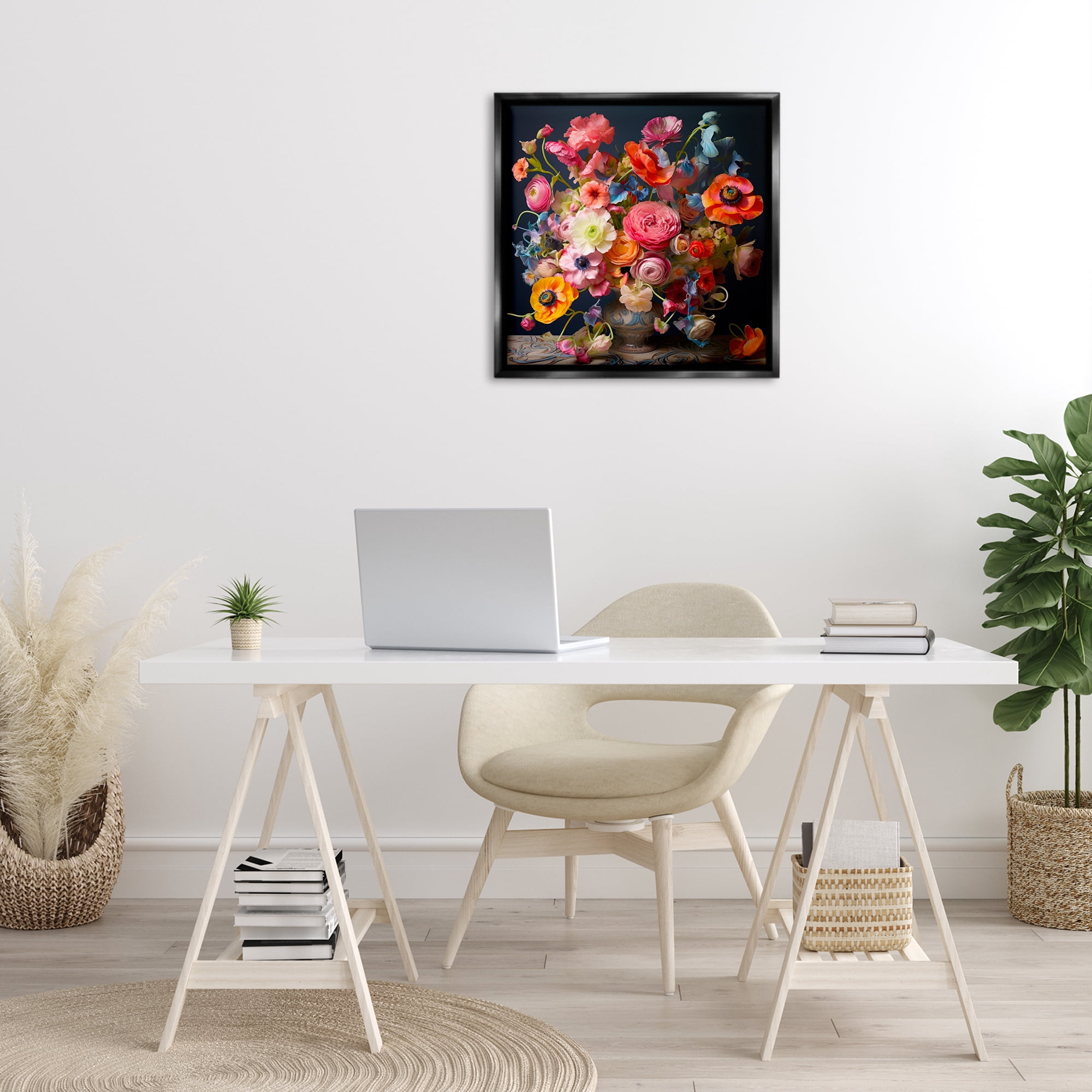 Stupell Industries Mixed Full Bouquet Botanical & Floral Painting Black Floater Framed Art Print Wall Art, 25 x 25