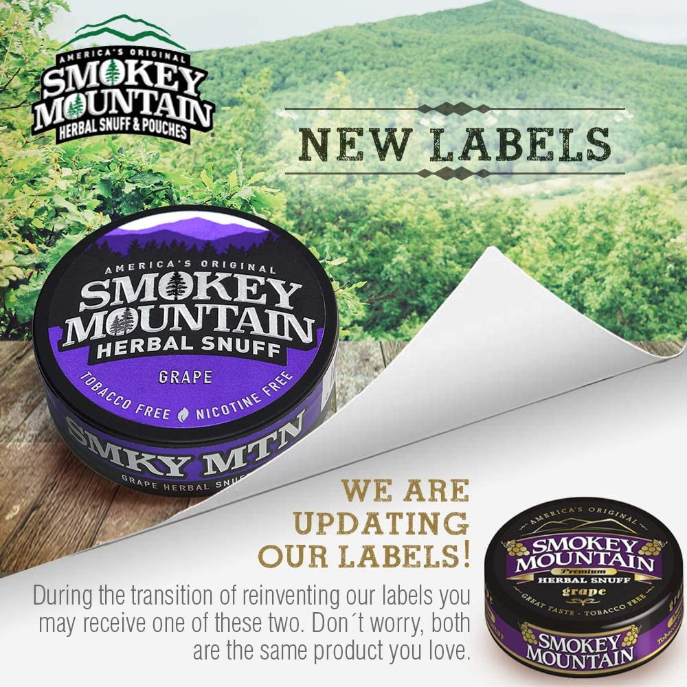 big mountain chewing tobacco Smokey Mountain Herbal Long Cut – Grape – 10 Can Box - Tobacco Free and  Nicotine Free Snuff
