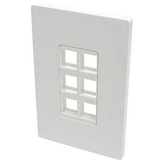 6-Port Single-Gang Universal Keystone Wallplate, White