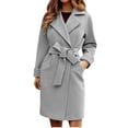 thumbnail image 2 of Womens Autumn/Winter Lapel Woolen Cloth Coat Trench Jacket Long Overcoat, 2 of 6