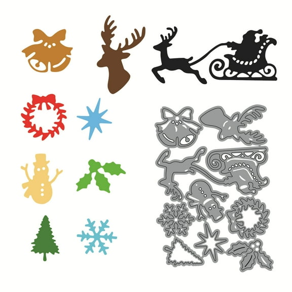 Die Cuts for Card Making, Ouginx Christmas Element Ornaments Metal Cutting Dies DIY Die Cutters Die Stencils for Scrapbooking, Embossing & More