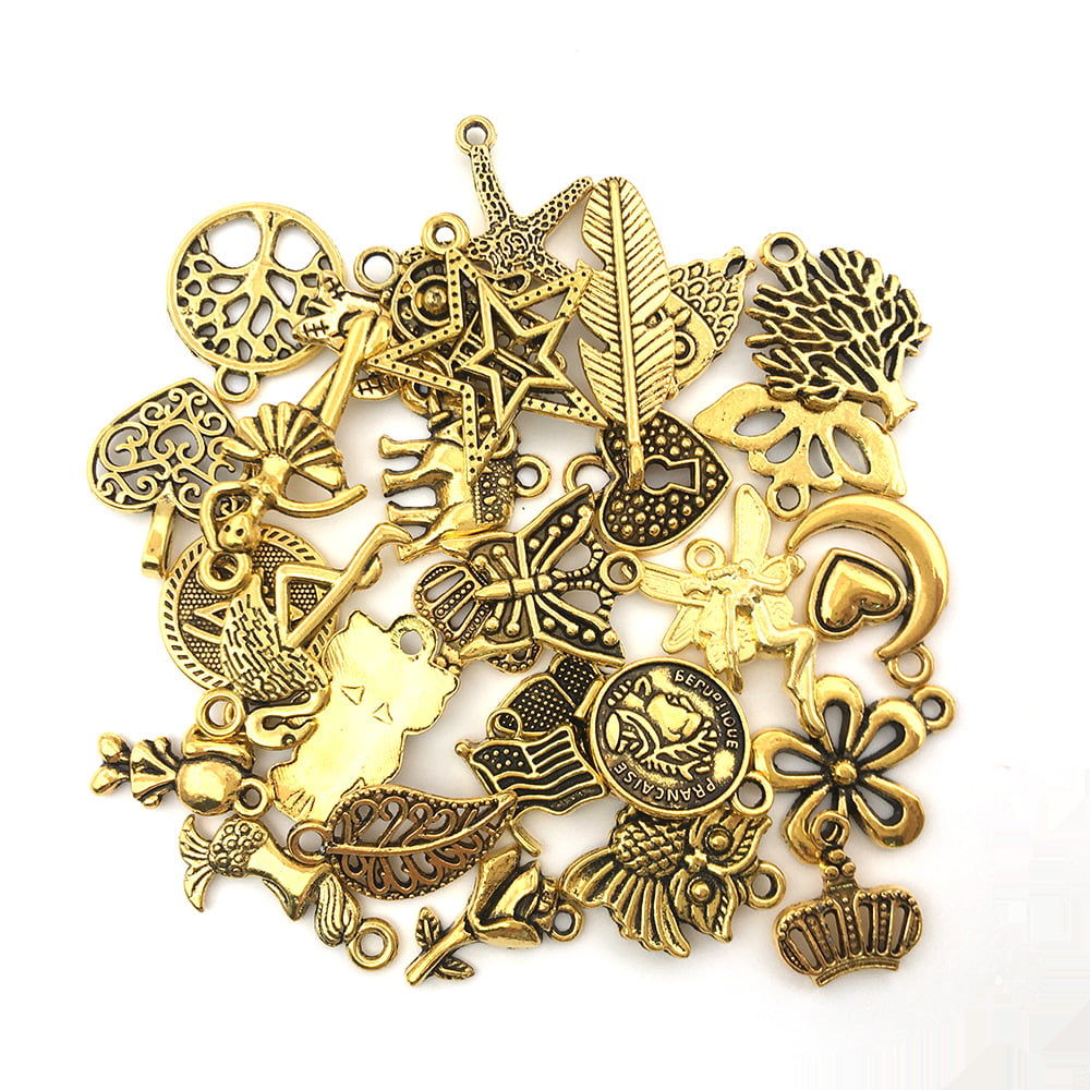50pcs Enamel Charms for Jewelry Making Supplies Earring Bracelet Pendant  Bangle Necklace Designer Keychain Bulk Lots Wholesale(Gold) 