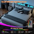 thumbnail image 3 of HOQBN King Size Bed Frame with Storage Headboard and 4 Drawers, Metal Bed Frame Platform with LED Light, Charging Station, No Box Spring Needed, 3 of 9