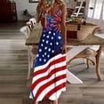 thumbnail image 2 of Qiopertar Women's Independence Day Print Round Neck Dress Casual Sleeveless Maxi Dress Fashion Party Vacation Boho Flowy Ankle Length Dress, 4XL, 2 of 7