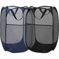 thumbnail image 1 of Paquete de 2 cestas de malla para la colada (negro/azul marino) con asas portátiles y duraderas, plegables para almacenamiento, cesta plegable para ropa para habitación de niños, dormitorio universitario o viajes JM, 1 of 6