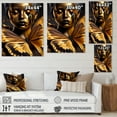 thumbnail image 4 of Designart Woman With Black And Gold Butterflies V Canvas Wall Art, 4 of 5