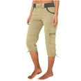 thumbnail image 2 of ShomPort Cargo Pants for Women Capri Cargos High Waisted Streetwear Summer Casual Lounge Capris Pants with Multi Pockets, 2 of 7