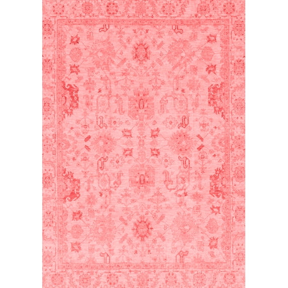 Ahgly Company Machine Washable Indoor Rectangle Oriental Red Traditional Area Rugs, 7' x 10'