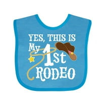 Inktastic Yes, This is My 1st Rodeo Cowboy Hat and Lasso Boys or Girls Baby Bib