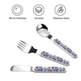 thumbnail image 3 of Rateoe Purple Marble Texture for Stainless Steel Kids Silverware Set - Child and Toddler Safe Flatware - Children's Knife, Fork And Spoon Set, 3 of 8