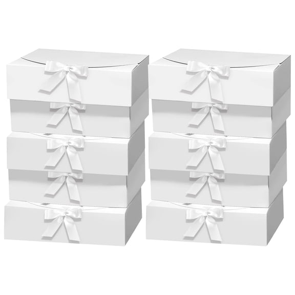 Pink Gift Boxes with Lids, 16.5 x 16.5 x 5 cm Paper Gift Boxes, Elegant Ribbon-Topped Presentation Boxes for Birthday, Wedding, Party, Chocolate and Candy