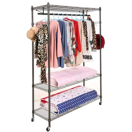 3 Tier Clothes Hangers Rack Closets Storage Clothes Wardrobe