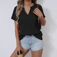thumbnail image 5 of Otvok 2025 Blouses for Women New Summer Solid Color V-Neck Short Sleeved Tops, 5 of 6