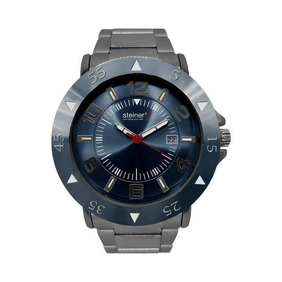 Reloj De Hombre Steiner Con Bisel Giratorio Y Fechador 3 Atm Azul