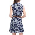 thumbnail image 2 of Día de San Patricio Vestido Sin Mangas Con Cinturón Estampado Por Encima De La Rodilla Con Media Tapeta Para Mujer Azul oscuro, Floral L, 2 of 7