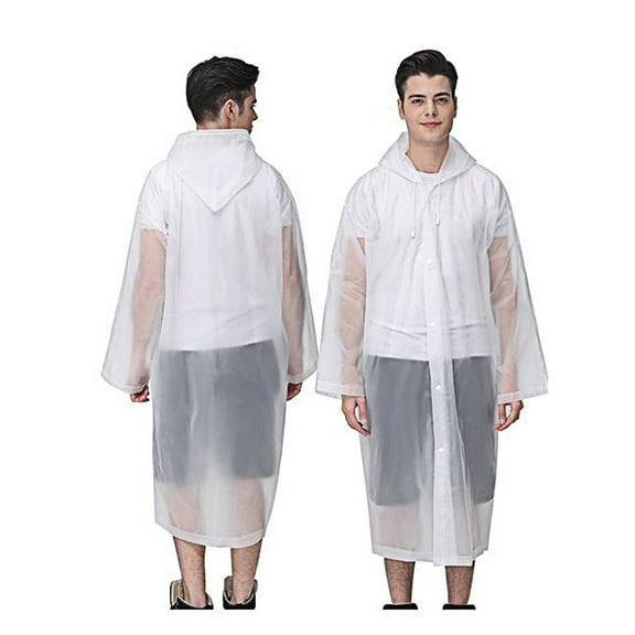 FELTECHELECTR Waterproof Rain Ponchos for Adults 1Set Reusable EVA Outdoor Rainwear with Hooded Design White 57x26in