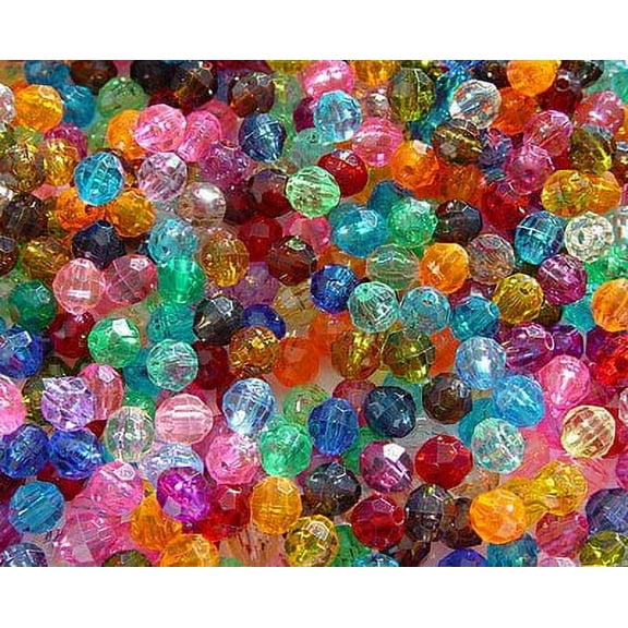 Jolly Store Crafts 8mm Faceted Beads Multi Transparent Colors, 500pcs