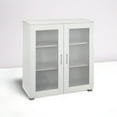 thumbnail image 2 of Kings Brand Furniture Wood Curio Accent Cabinet with 2 Frosted Glass Doors, 3 Inner Shelves, White, 2 of 7