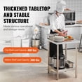 thumbnail image 3 of VEVOR Stainless Steel Prep Table,24 x 24 x 34 Inch,700 lbs Load Capacity, Heavy Duty Metal Worktable with 3 Adjustable Height Levels,Commercial Workstation for Kitchen Garage Restaurant Backyard, 3 of 9